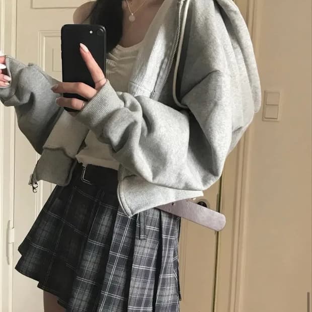 크롭 후드집업