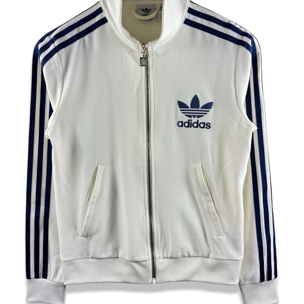 아디다스 빅 트레포일 화이트네이비 크레페 딱붙 트랙져지2616