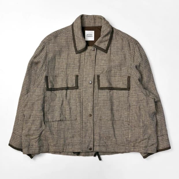 스튜디오톰보이 22ss 아웃 포켓 린넨 체크 점퍼 PN5524   