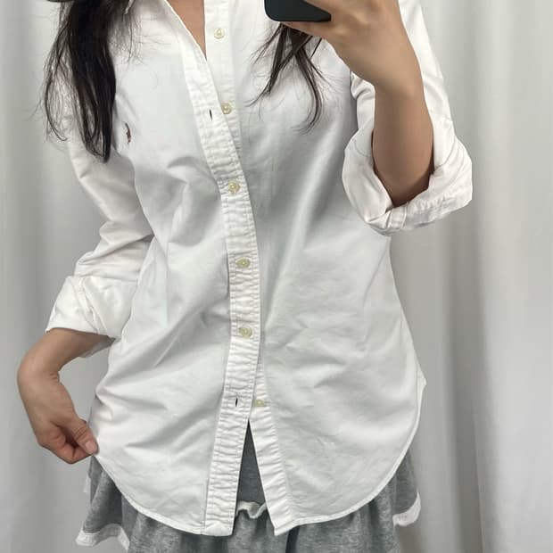 폴로 슬림핏 화이트 옥스퍼드 셔츠