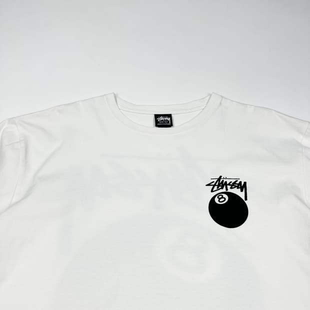 스투시 베이직 8볼 화이트 반팔티 (L)