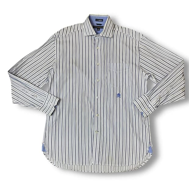 타미힐피거 블루 스트라이프 원포켓 긴팔 셔츠 M