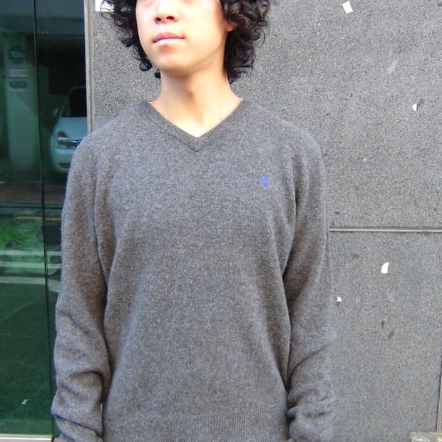 폴로 램스울 v넥 니트 xl
