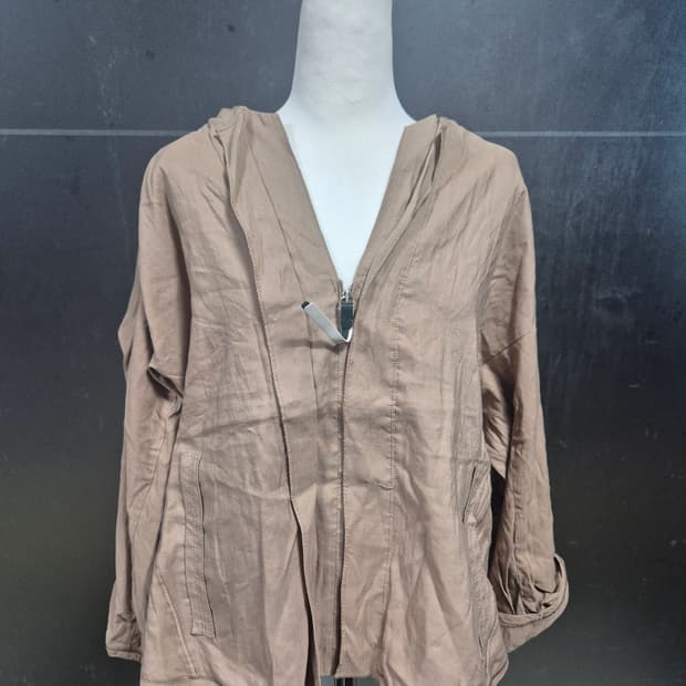 한섬  집업 면 자켓 브라운