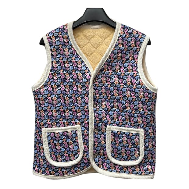 꽃무늬 기모 촌캉스 김장 조끼 FREE