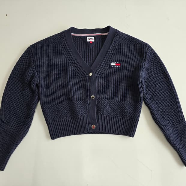 타미진스 브이넥 크롭 가디건 네이비 XS