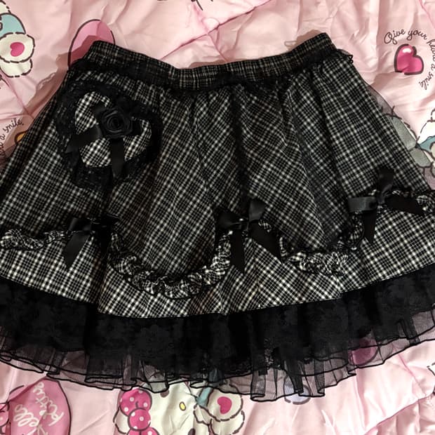 고스로리 캉캉 레이스 장미 프릴 스커트