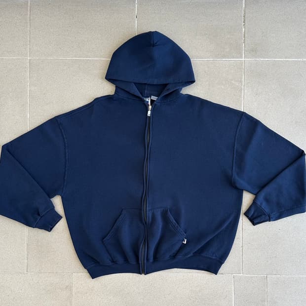 90s 빈티지 러셀 후드집업 네이비 XL