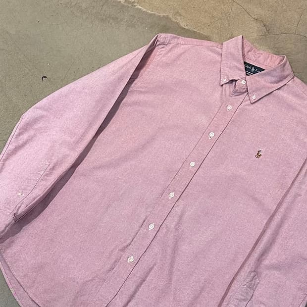 L 폴로랄프로렌 커스텀핏 핑크 코튼 셔츠