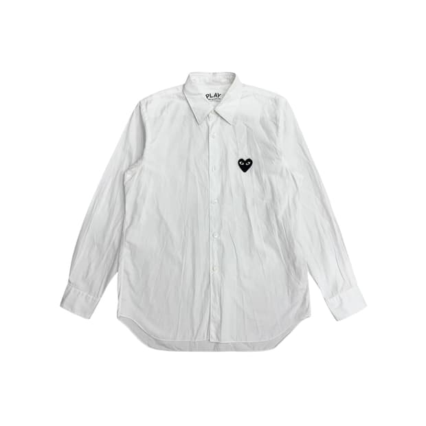 꼼데가르송 블랙 하트 와펜 화이트 셔츠 S