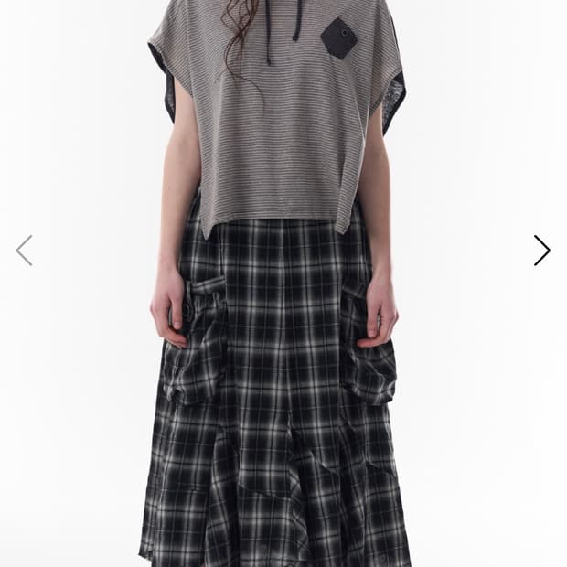 파히섬 CHECK POCKET SKIRT_BLACK