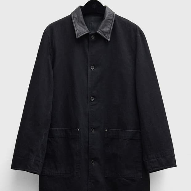 [교환, 판매] 유스 레더카라 하프 데님 코트 S 새상품