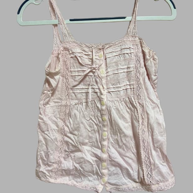 빈티지 레이스 베이비핑크 슬리브리스