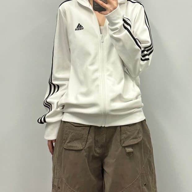 아디다스 사이드라인 화이트 트랙 져지