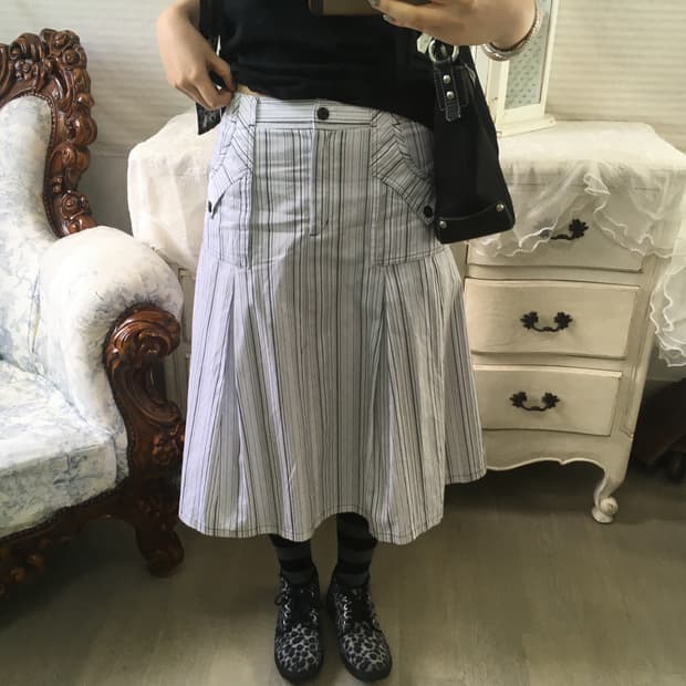 빈티지 아카이브 스트라이프 포켓 스커트