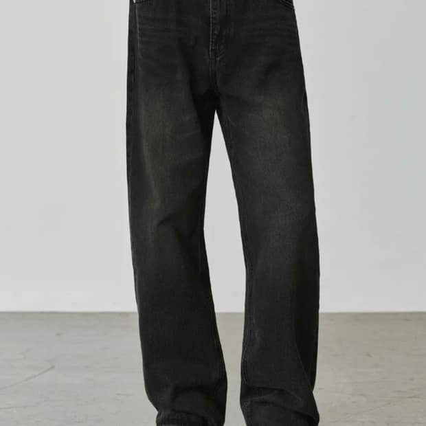 WIDE DENIM PANTS - BLACK