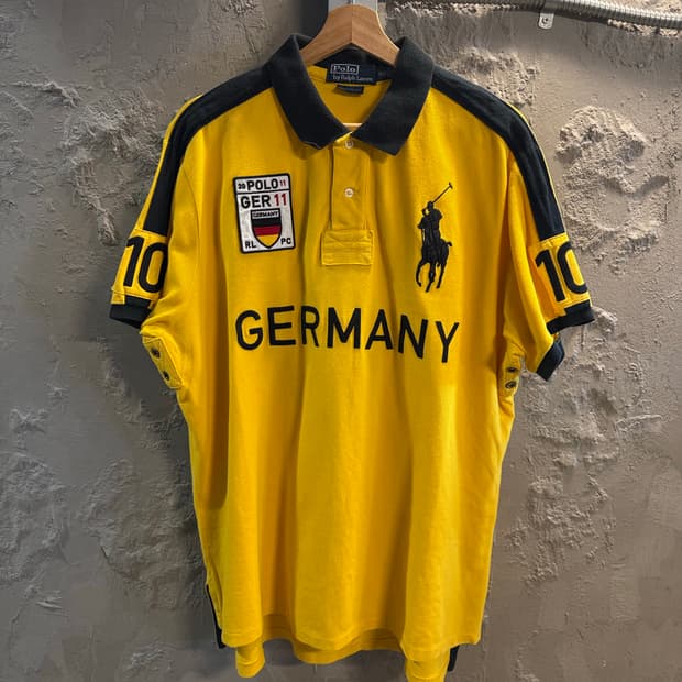 M 폴로랄프로렌 POLO  빅포니 독일 GER 패치 럭비 폴로 셔츠 옐로