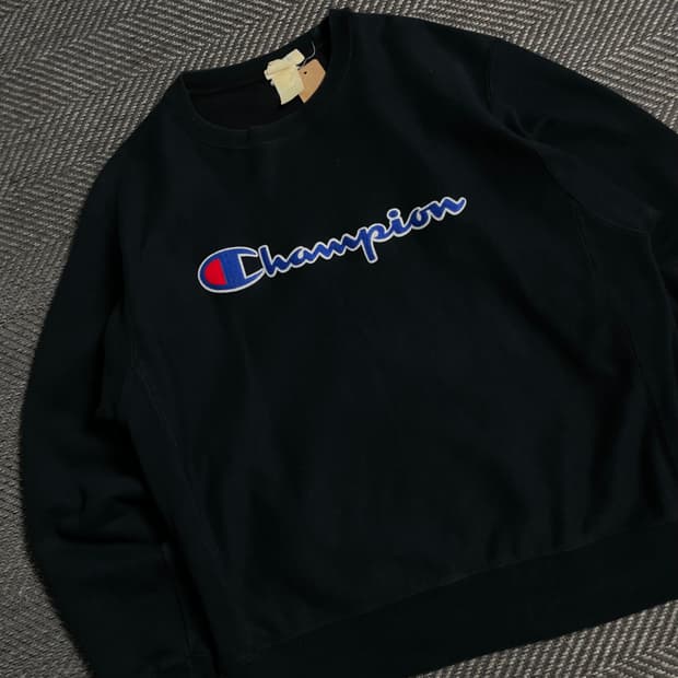 챔피온 리버스위브 빅로고 블랙 스웻 셔츠o 4815