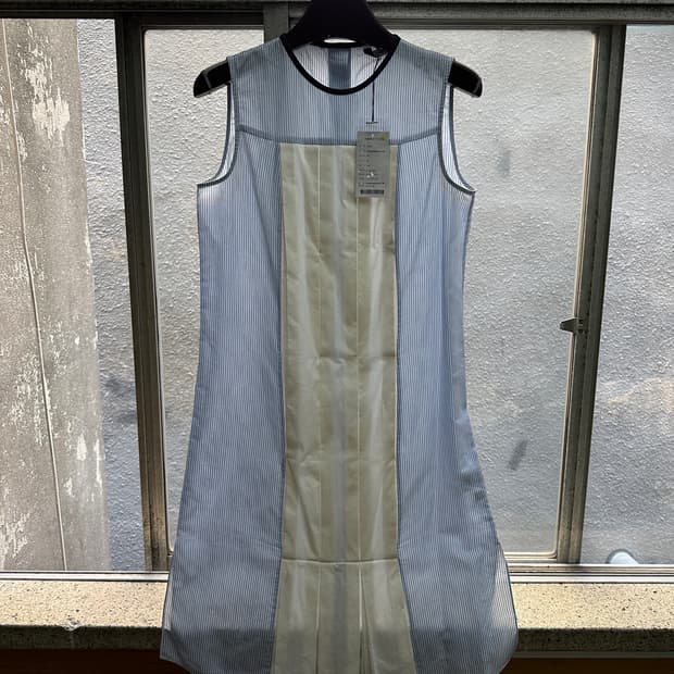 JW ANDERSON 코튼 린넨 스트라이프 플리츠 원피스