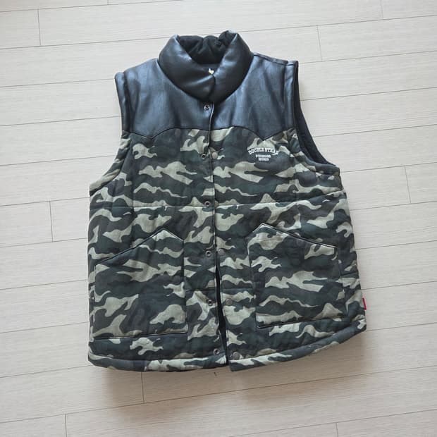 더블스틸 레더 카모패딩 L
