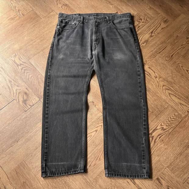 [38]리바이스 505 빈티지 워싱 레귤러 스트레이트 흑청 데님 팬츠