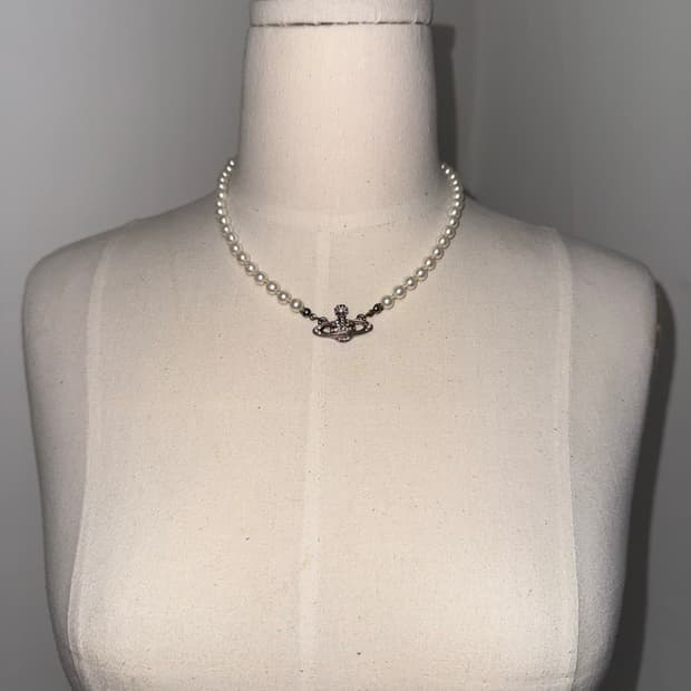 비비안웨스트우드 진주 실버 초커목걸이