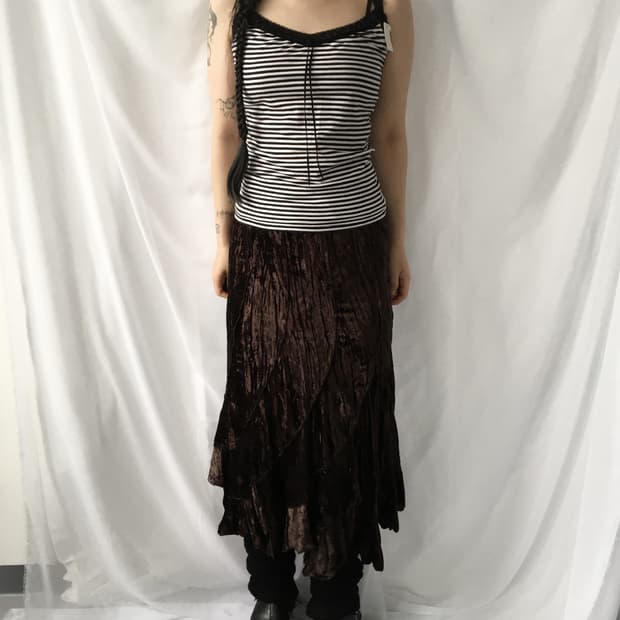 Lace trimming stripe pattern sleeveless