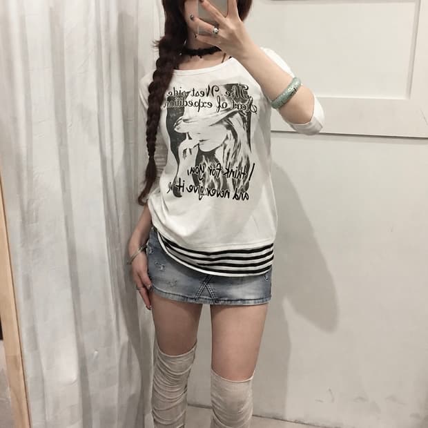 Colza 애니여주깔 갸루 모리걸 레이어드 롱슬리브