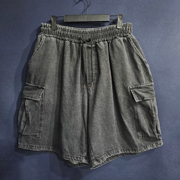 Rare 블랙 남성 허리 32~34 빈티지 밴딩 데님 카고반바지 