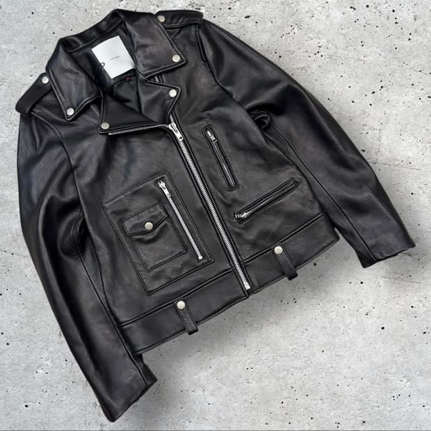 라티젠 Lartigent 램스킨 블랙 레더 라이더 자켓 C393