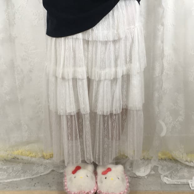 White cancan long skirts