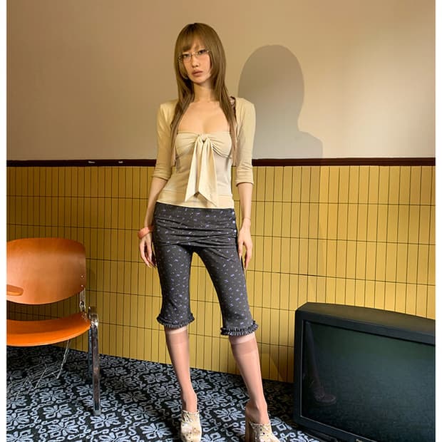 FOURFORTY 도트 레이어드 스커트팬츠