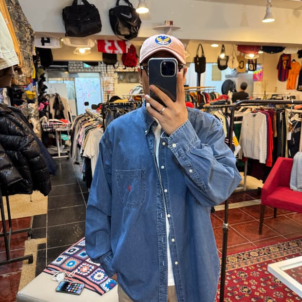 90s 빈티지 폴로 랄프로렌 BLAKE 데님 셔츠 2XL