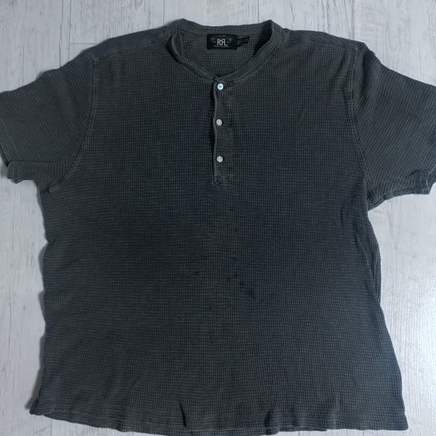 RRL 헨리넥 와플 티셔츠 챠콜 XXL