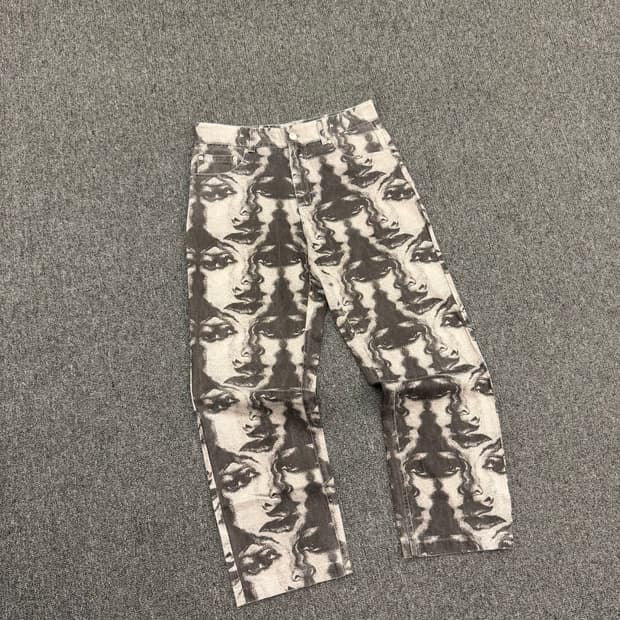 M)Supplier 빈티지 y2k 펑크 일본 프린트 흑청데님팬츠
