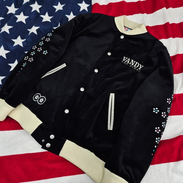 VANDYTHEPINK 반디더핑크 스네이크 벨벳 스타디움 바시티 자켓