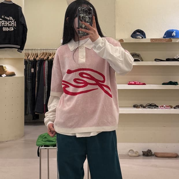 예스아이씨 니트 폴로 반팔 핑크 U1133