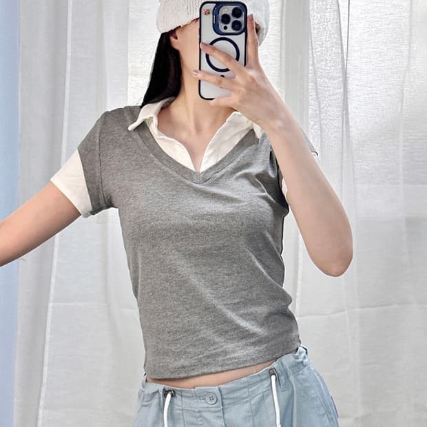 빈티지 카라넥 반팔 티셔츠