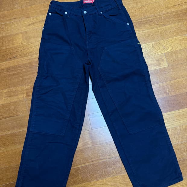 슈프림 네이비 몰스킨 더블니 팬츠