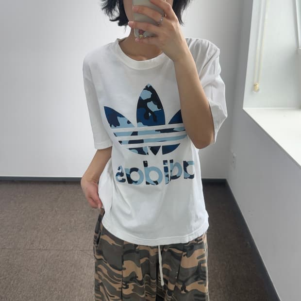 Adidas 아디다스 빅 카모 파이어로고 반팔 