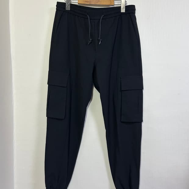 준지 울블렌드 밴딩 카고 조거팬츠 슬렉스 48/블랙