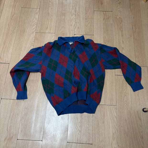 빈티지 아가일 카라니트