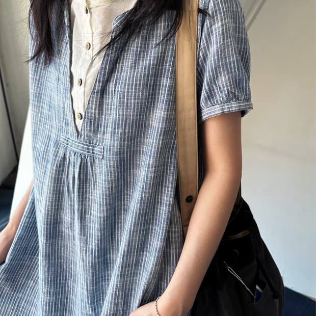 Light cotton design pattern long shirt t