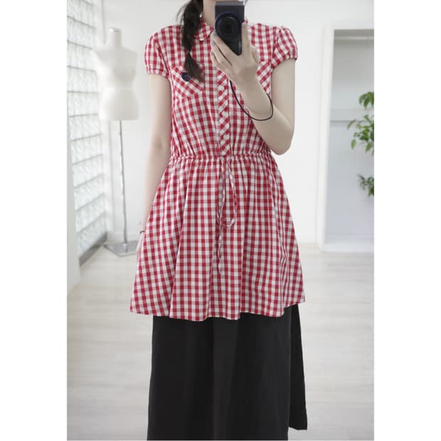 Pinklatte Red check one-piece