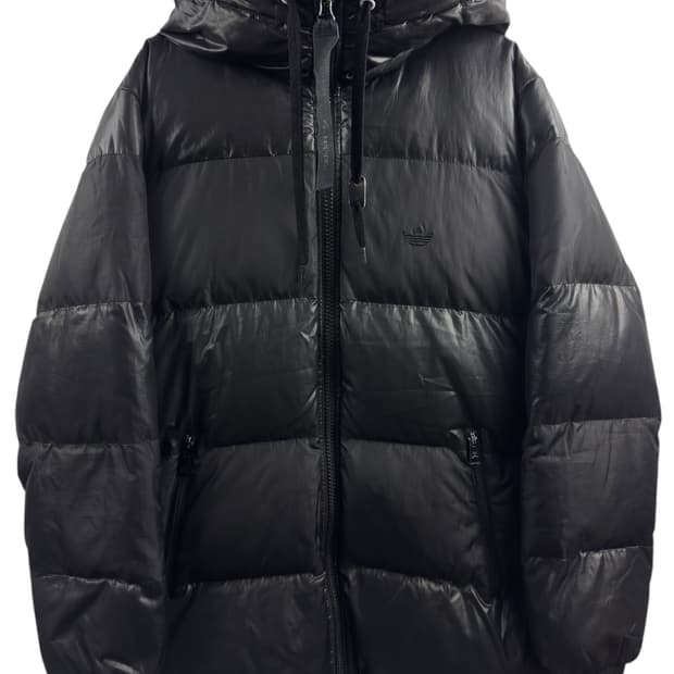 아디다스 트레포일 올블랙 유광패딩1499