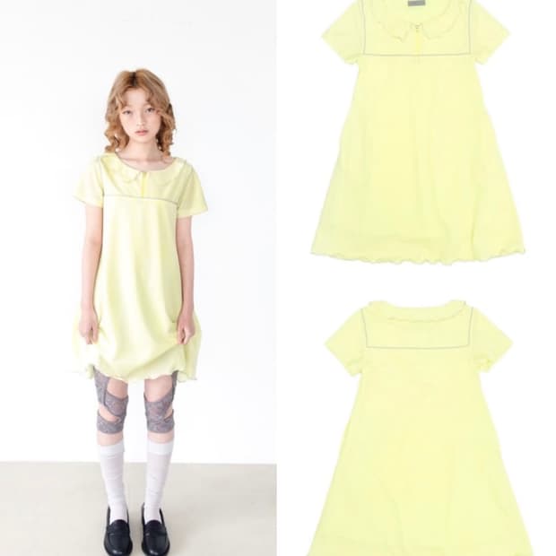 샵페어리 mesh lining babydoll dress (lemon)