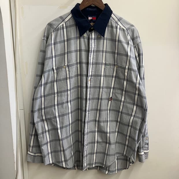 N131 타미힐피거 월계수 투톤 체크셔츠