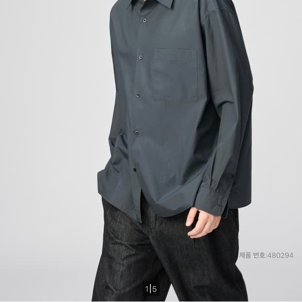 (미사용 새제품) 유니클로 브로드클로스 오버사이즈 셔츠 다크 그린(사이즈