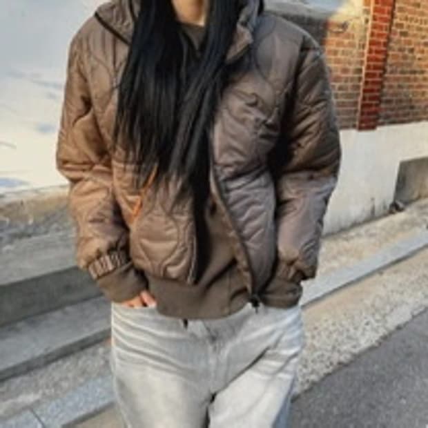 wave nuptse padding 브라운 숏패딩