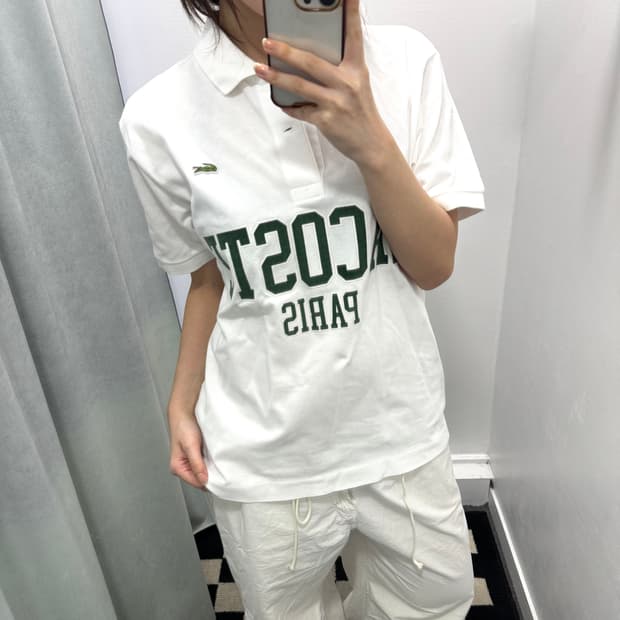 라코스테 화이트 빅로고 pk 반팔티셔츠
